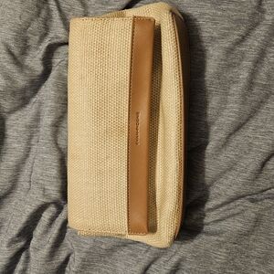 Samsonite Beige Woven Clutch with Leather Trim